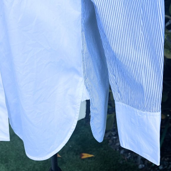 VINCE Striped Color Block White Button Down Shirt Size 2 - Picture 15 of 16